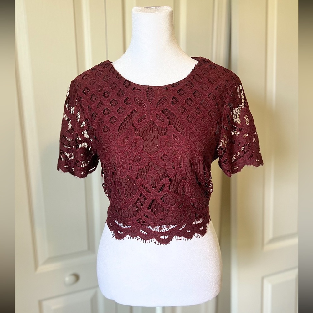 Forever Lace Burgundy Crop Top